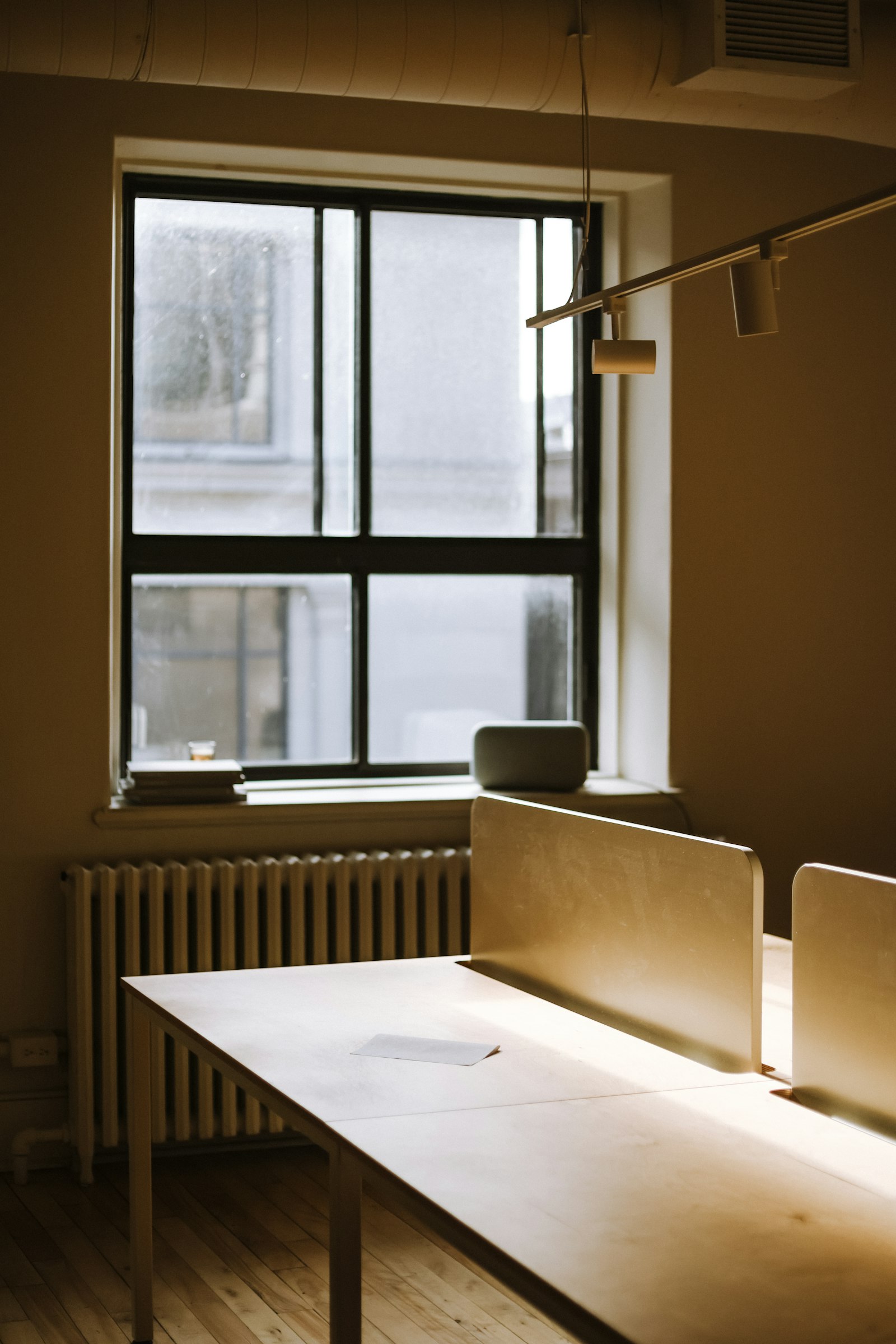 Meeting table in a bright office